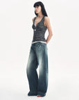 Cotton and Linen Blended Henley Collar Beaded Vest Summer"Summer Night Starry Sky" - variant_title