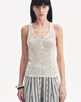 Cotton and Linen Blended Henley Collar Beaded Vest Summer"Summer Night Starry Sky" - variant_title