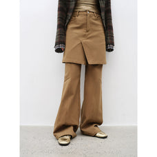 "Culotte Declaration" Retro split design fake two - piece twill brushed slightly flared slim jeans - variant_title