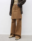 "Culotte Declaration" Retro split design fake two - piece twill brushed slightly flared slim jeans - variant_title