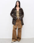 "Culotte Declaration" Retro split design fake two - piece twill brushed slightly flared slim jeans - variant_title