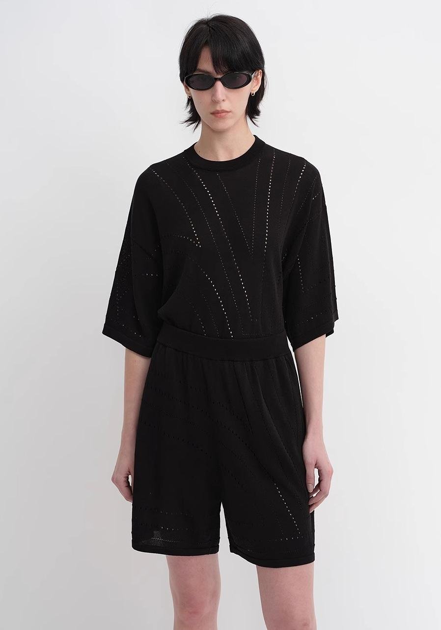 Customized Acetate Cotton Geometric Lines Knitted Suit - variant_title