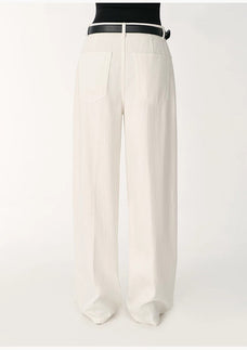 Customized cotton fabric skin - friendly washed drape versatile wide - leg jeans - variant_title