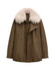 Firelady Fur Cutting-edge Style caramel women's short down jacket with detachable raccoon fur collar product cutout