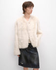 "Darcy Manor" imported Tuscan straight wool sheepskin sweetheart collar short fur coat - variant_title