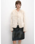 "Darcy Manor" imported Tuscan straight wool sheepskin sweetheart collar short fur coat - variant_title