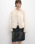 "Darcy Manor" imported Tuscan straight wool sheepskin sweetheart collar short fur coat - variant_title