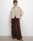 "Darcy Manor" imported Tuscan straight wool sheepskin sweetheart collar short fur coat - variant_title
