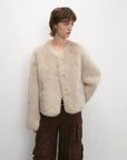 "Darcy Manor" imported Tuscan straight wool sheepskin sweetheart collar short fur coat - variant_title