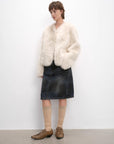 "Darcy Manor" imported Tuscan straight wool sheepskin sweetheart collar short fur coat - variant_title