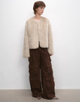 "Darcy Manor" imported Tuscan straight wool sheepskin sweetheart collar short fur coat - variant_title