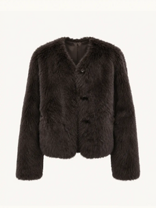 Darcy Manor ink gray Toscana shearling sweetheart-collar short coat product cutout