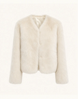 Darcy Manor white Toscana shearling sweetheart-collar short coat product cutout