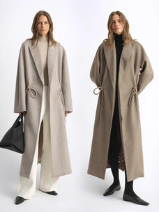 Desert Heart peaked-lapel drawstring mid-length wool coat product image 06