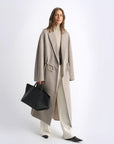 "Desert Heart"women's original color wool peaked lapel drawstring mid - length wool coat - variant_title