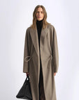 "Desert Heart"women's original color wool peaked lapel drawstring mid - length wool coat - variant_title