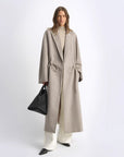"Desert Heart"women's original color wool peaked lapel drawstring mid - length wool coat - variant_title
