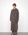 "Desert Mirage"Double - Breasted Coat with Shoulder Seam and Slight Cocoon Shape - variant_title