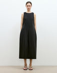 "Deyanuo" hemp three - dimensional hourglass sleeveless round neck loose slim dress for women - variant_title
