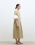 "Deyanuo" hemp three - dimensional hourglass sleeveless round neck loose slim dress for women - variant_title
