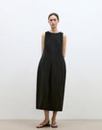 "Deyanuo" hemp three - dimensional hourglass sleeveless round neck loose slim dress for women - variant_title
