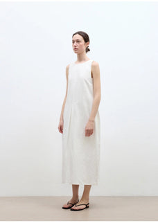 "Deyanuo" hemp three - dimensional hourglass sleeveless round neck loose slim dress for women - variant_title