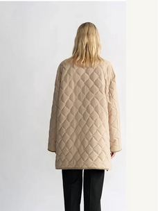Fireladyfur Diamond Texture khaki goose down barn jacket back view