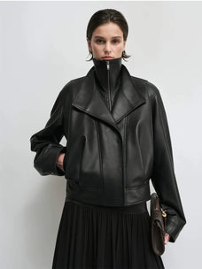 THE ARTM premium lambskin leather jacket styled front view