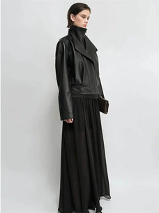 THE ARTM premium lambskin leather jacket close front view