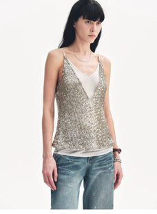 "Dream Catcher" Sequined Net Pattern Fake Two - Piece Deep V Waist Suspender Summer - variant_title