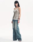 "Dream Catcher" Sequined Net Pattern Fake Two - Piece Deep V Waist Suspender Summer - variant_title