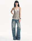 "Dream Catcher" Sequined Net Pattern Fake Two - Piece Deep V Waist Suspender Summer - variant_title