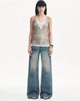"Dream Catcher" Sequined Net Pattern Fake Two - Piece Deep V Waist Suspender Summer - variant_title