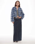 "Dream Chaser" round neck short horizontal spray stripe contrast color loose imported Rex rabbit fur coat - variant_title