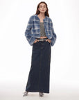 "Dream Chaser" round neck short horizontal spray stripe contrast color loose imported Rex rabbit fur coat - variant_title