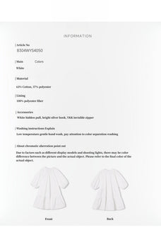 "Dream Island" Hepburn style white dress temperament high - end puff sleeve dress for women - variant_title