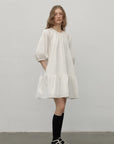 "Dream Island" Hepburn style white dress temperament high - end puff sleeve dress for women - variant_title