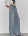 "Dream Street" Cool Lyocell Denim Drape Relaxed Elastic Waist Straight Leg Wide Leg Pants Summer - variant_title