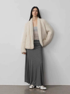 Dream Traveler Pearly White mink coat full-length styling