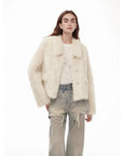 "Dream Walk" long lapel Tuscan wool sheepskin short fur coat for women - variant_title