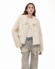 "Dream Walk" long lapel Tuscan wool sheepskin short fur coat for women - variant_title