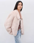 "Dream Walk" long lapel Tuscan wool sheepskin short fur coat for women - variant_title