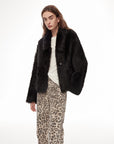 "Dream Walk" long lapel Tuscan wool sheepskin short fur coat for women - variant_title