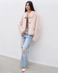 "Dream Walk" long lapel Tuscan wool sheepskin short fur coat for women - variant_title