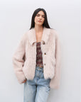 "Dream Walk" long lapel Tuscan wool sheepskin short fur coat for women - variant_title