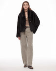 "Dream Walk" long lapel Tuscan wool sheepskin short fur coat for women - variant_title