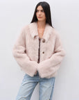 "Dream Walk" long lapel Tuscan wool sheepskin short fur coat for women - variant_title