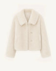 Dream Walk milky white Toscana wool shearling short coat product cutout