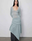 "Dreamy Ball" Lightweight and Breathable 100% Wool / U - neck Irregular Hem Long Dress for Women - variant_title