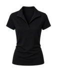 Dublin lapel slim fit short sleeve T-shirt black product cutout